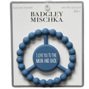 Wholesale - 1pc Silicone Peace Teether - Blue "I Love You To The Moon And Back" C/P 100, UPC: 195010123037